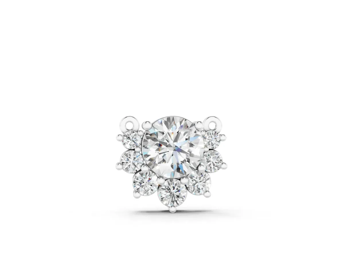 Round Cluster Diamond Pendant Set in Silver with Prong-Set Halo Ring