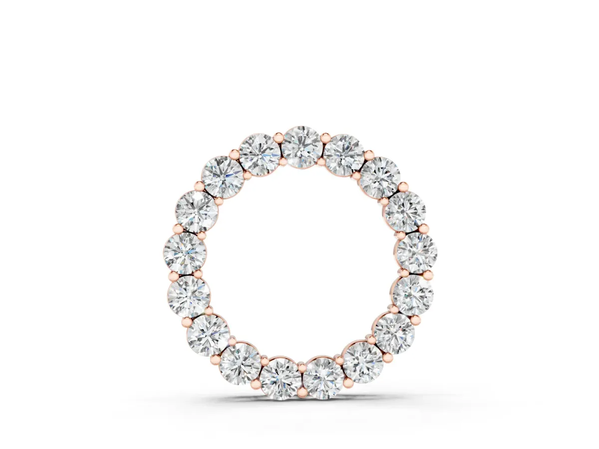 Round Diamond Circle Pendant Set in Rose gold with Individually Prong-Set Stones