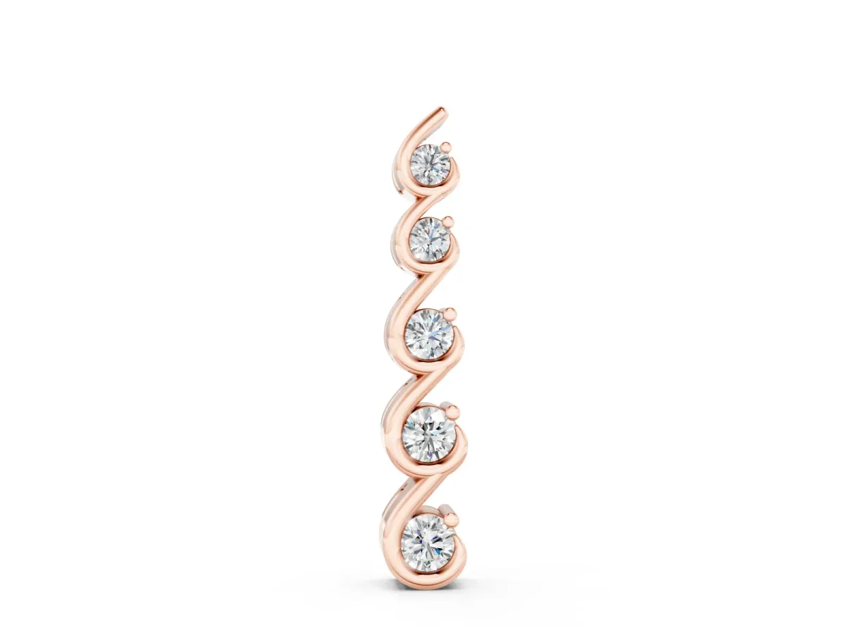 Round Diamond S-Curve Pendant Set in Rose gold with Five Prong-Set Stones