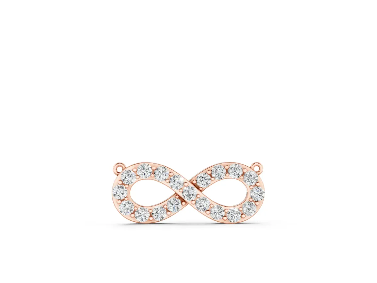 Infinity Pendant Set in Rose gold with Round Diamond Pavé Loop