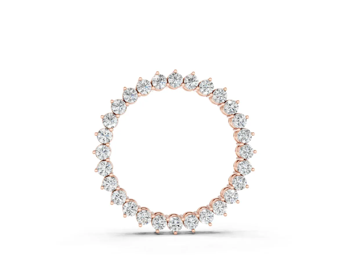 Round Diamond Halo Pendant Set in Rose gold with Prong-Set Circle