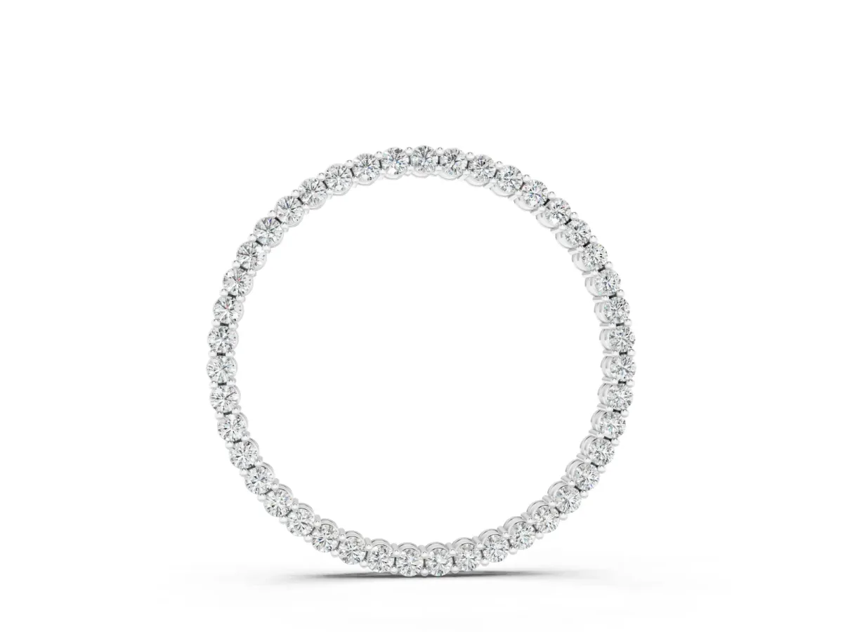 Round Cut Diamond Eternity Circle Pendant Set in Silver with Prong-Set Stones