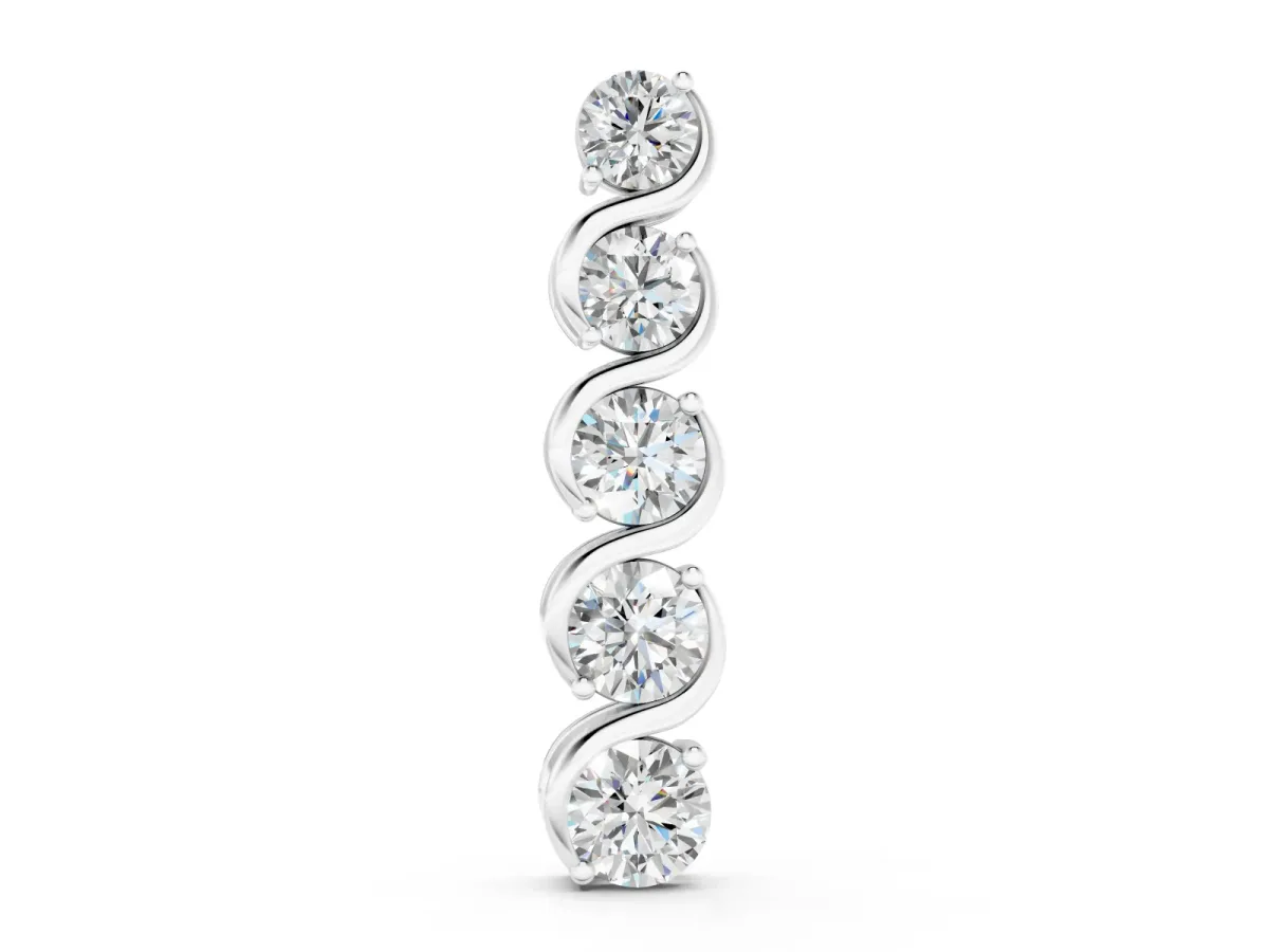 Round Diamond Swirl Pendant Set in Silver with Prong-Set Stones