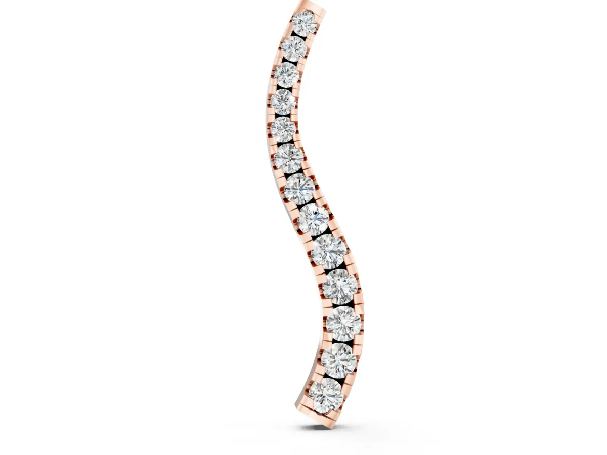 Curved Diamond Pendant Set in Rose gold with Prong-Set Round Stones