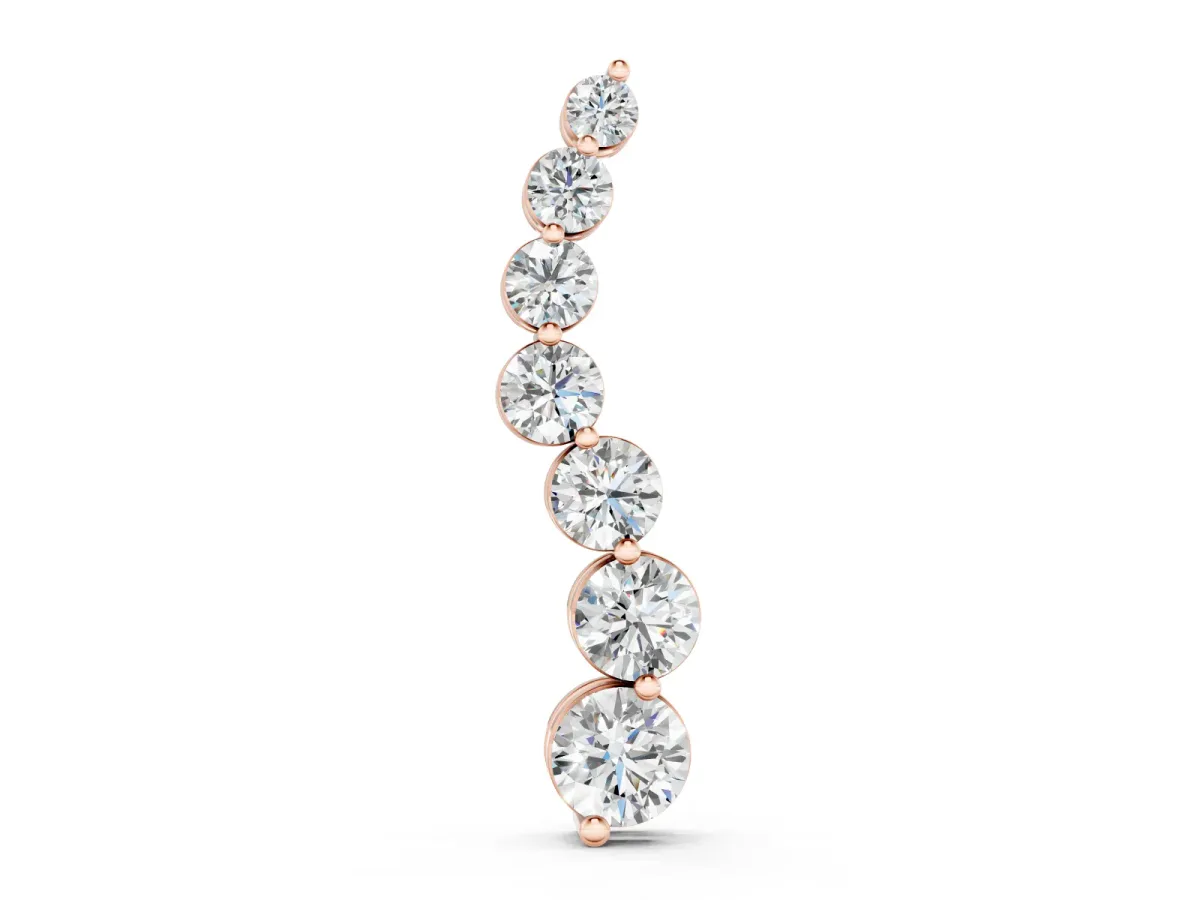 Graduated Round Diamond Pendant Set in Rose gold with Curved Prong-Set Row