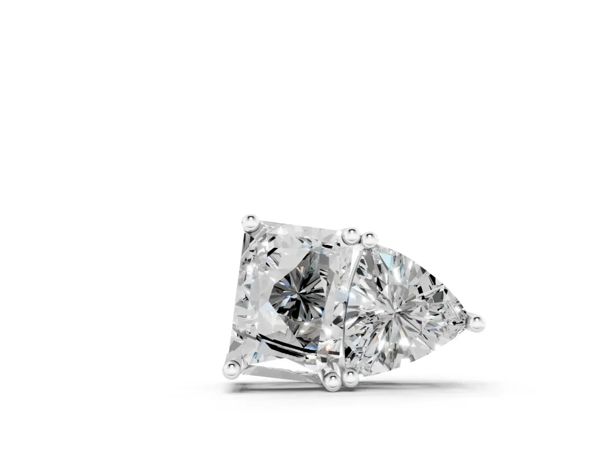 Radiant and Trillion Diamond Two-Stone Pendant Set in Silver with Prong Setting