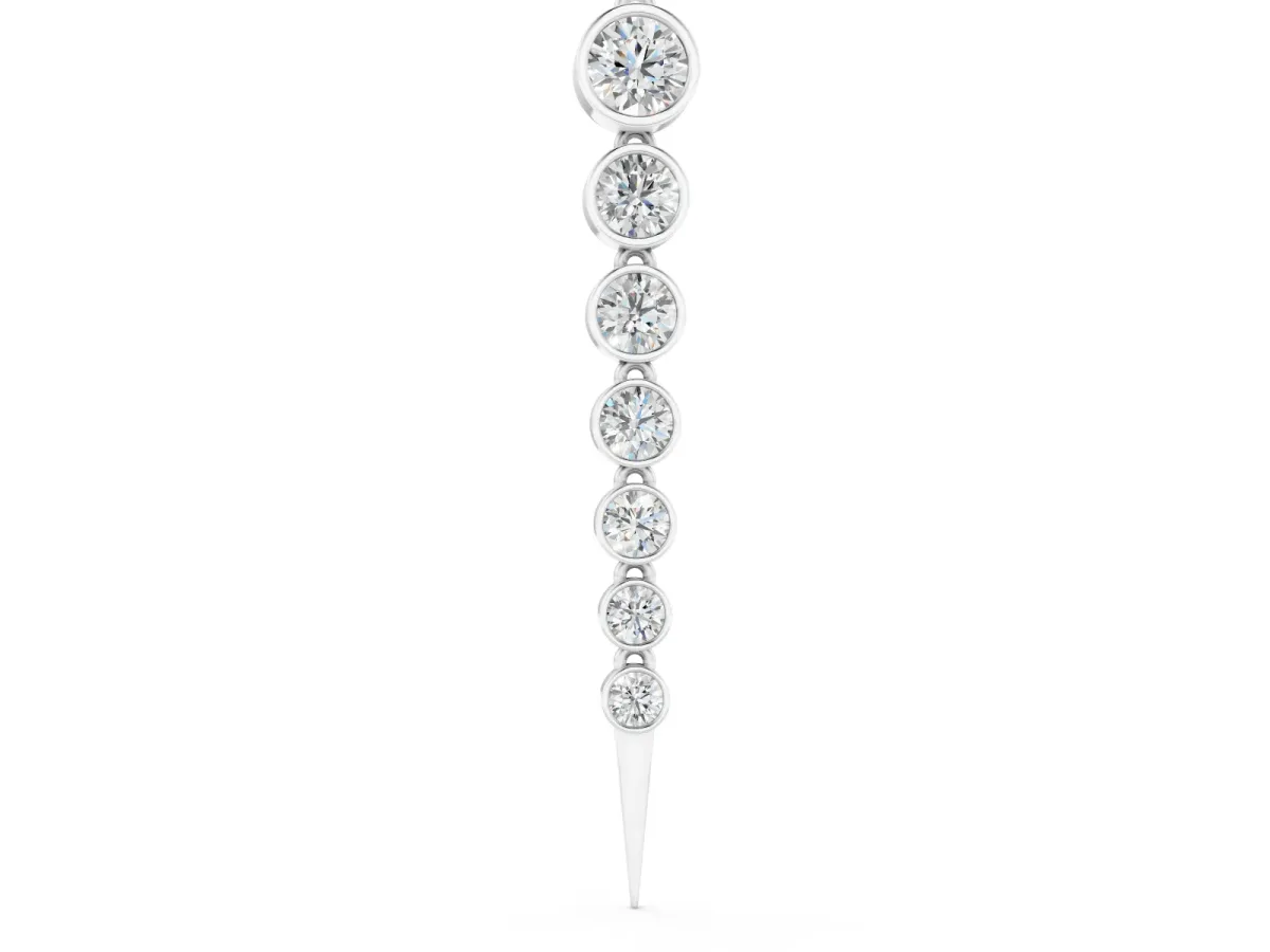 Round Diamond Graduated Drop Necklace Set in White gold with Bezel Setting