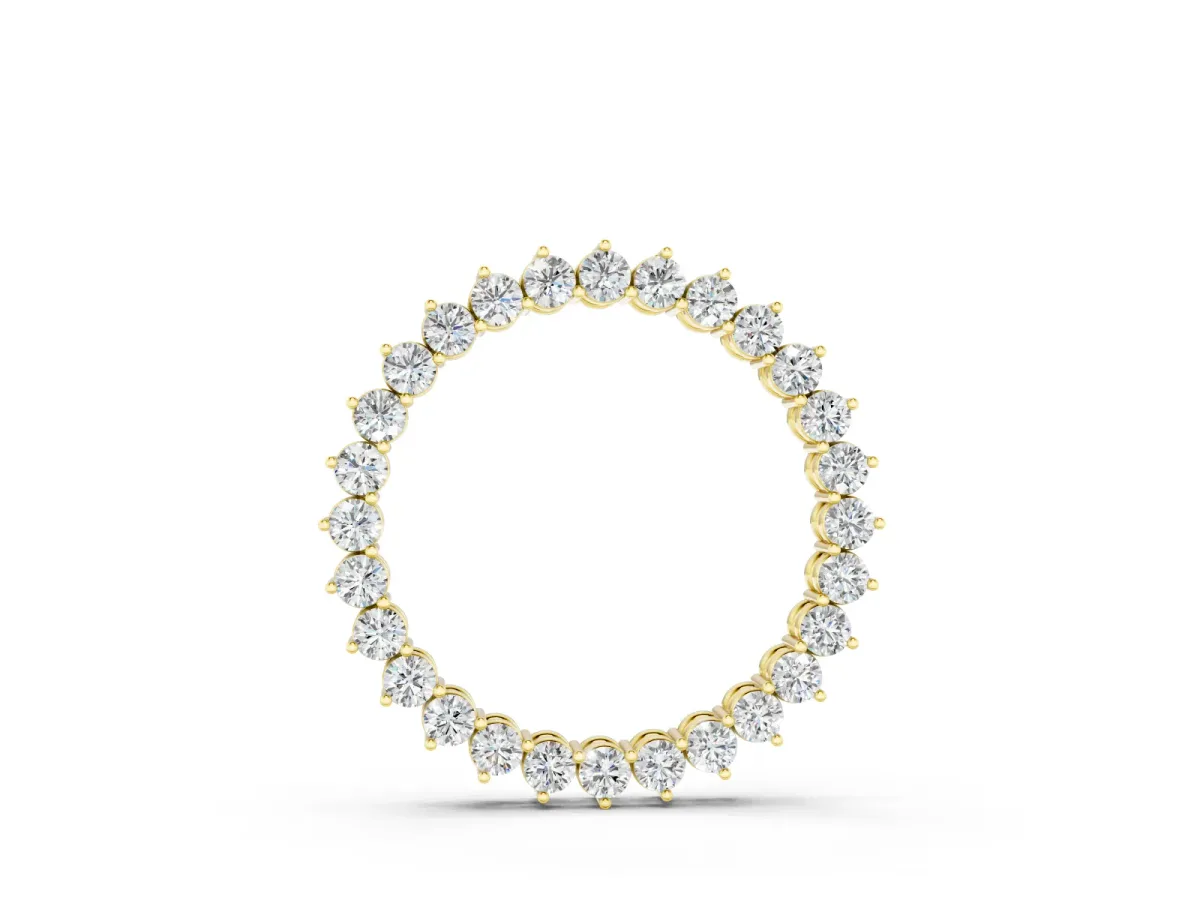 Round Diamond Halo Pendant Set in Yellow gold with Prong-Set Circle