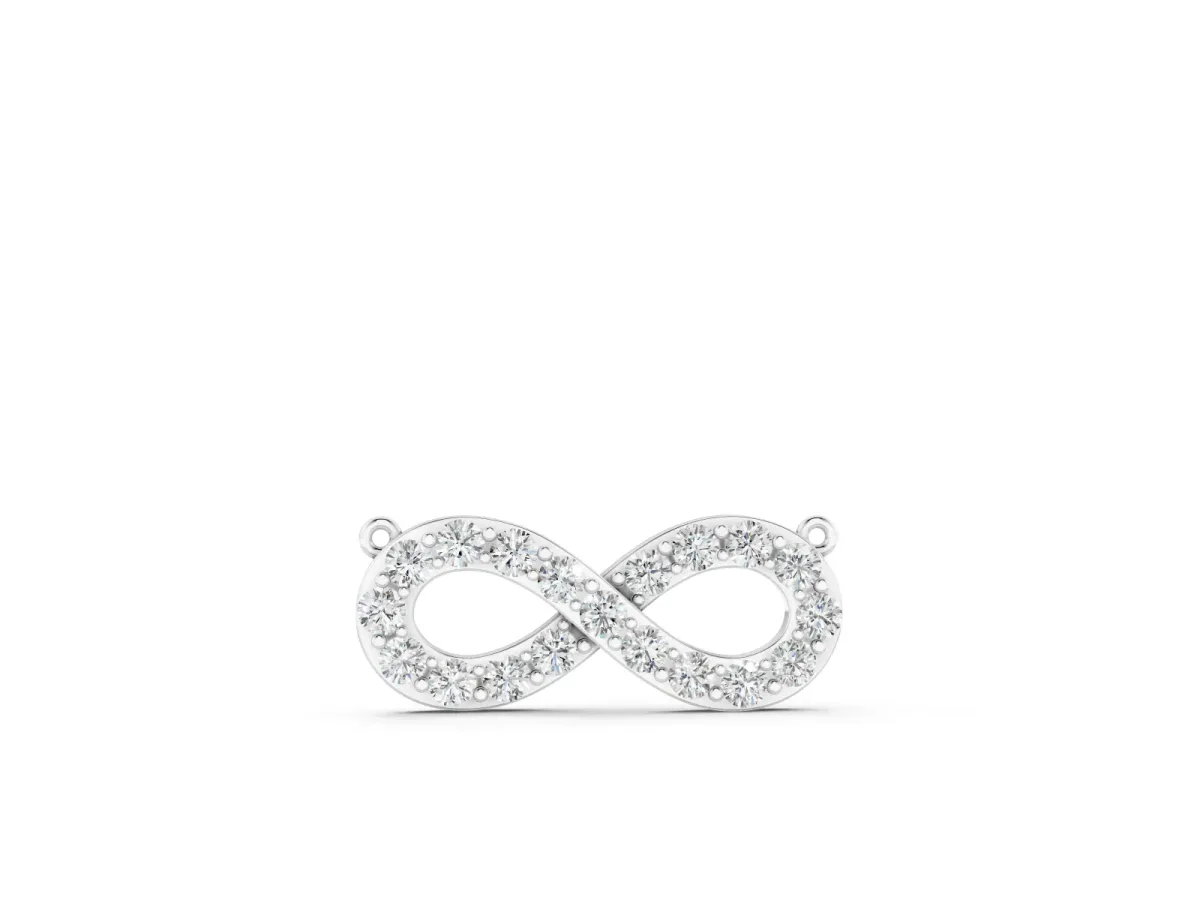 Infinity Pendant Set in Silver with Round Diamond Pavé Loop