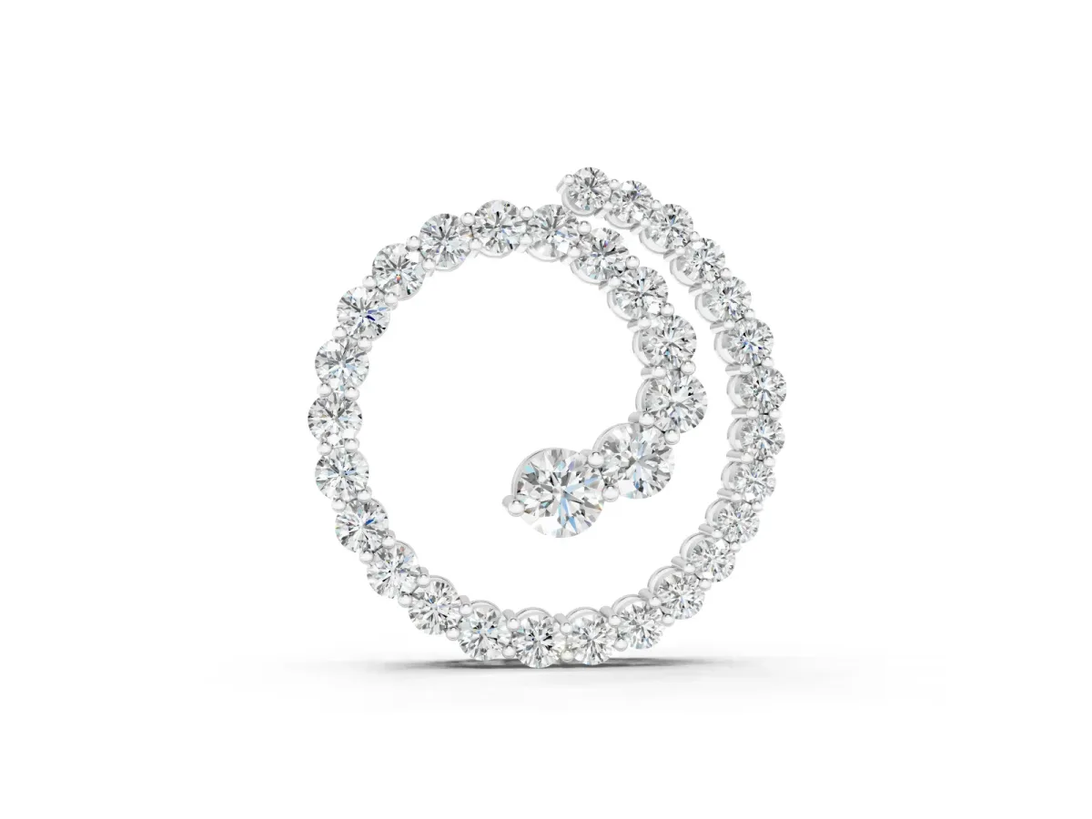 Round Diamond Spiral Pendant Set in Silver with Prong-Set Stones