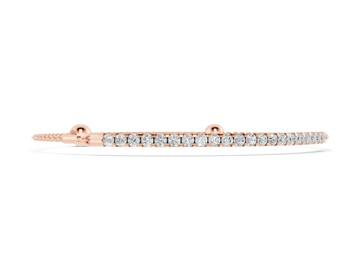 Round Diamond Pavé Chain Bracelet Set in Rose gold with Bezel Setting