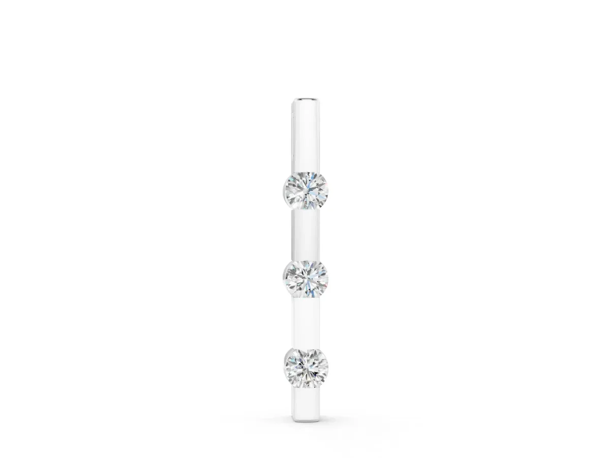Three-Stone Round Diamond Bar Pendant Set in Silver with Channel Setting