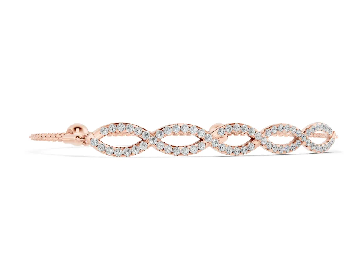 Marquise Diamond Pavé Infinity Chain Bracelet Set in Rose gold with Bezel Prong Setting
