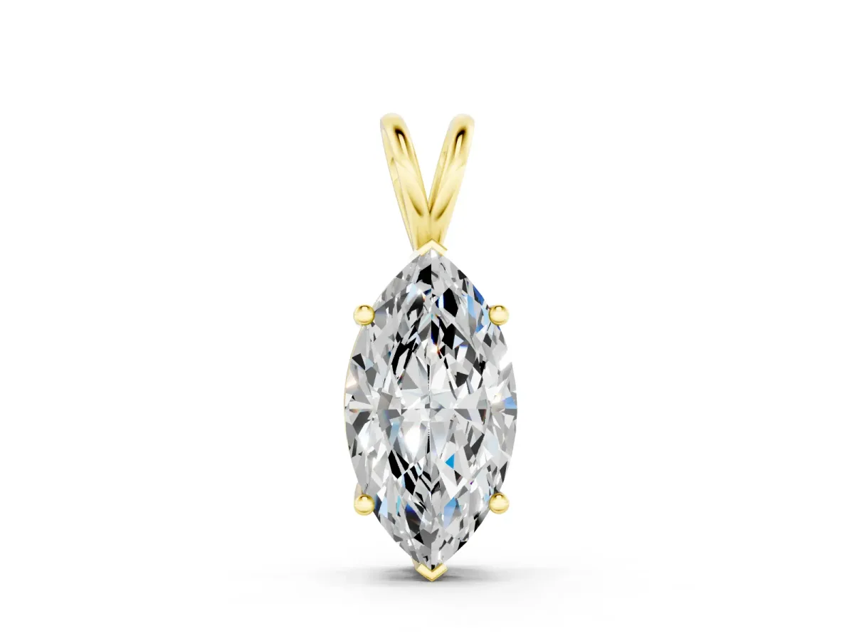 Marquise Diamond Solitaire Pendant Set in Yellow gold with Prong Setting