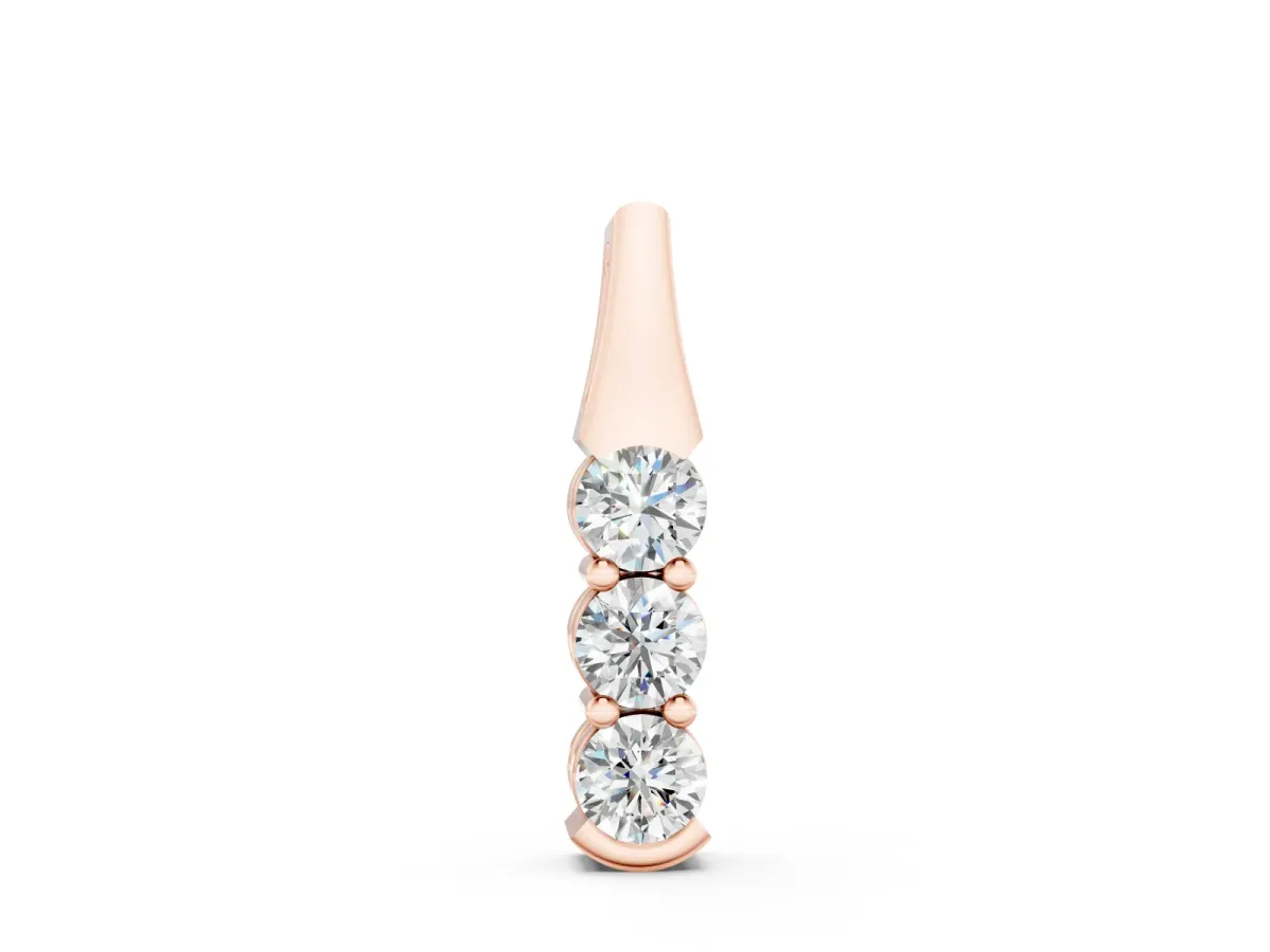Four-Stone Round Diamond Channel-Set Pendant Set in Rose gold with Straight Row