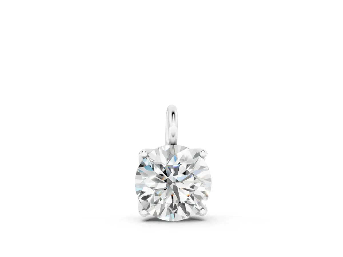 Round Solitaire Pendant Set in Silver with Four-Prong Setting