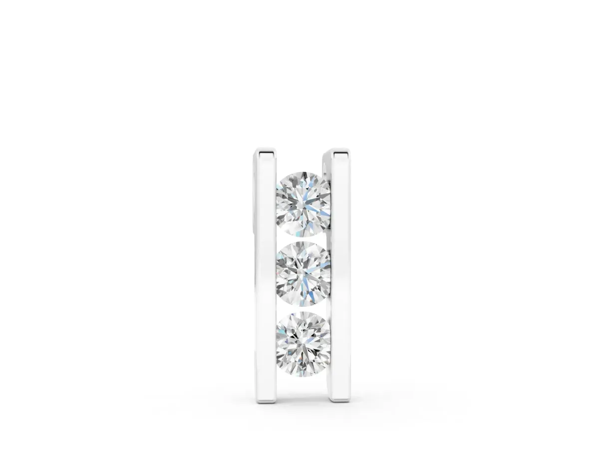 Vertical Channel-Set Round Diamond Bar Pendant Set in Silver with Three Stones
