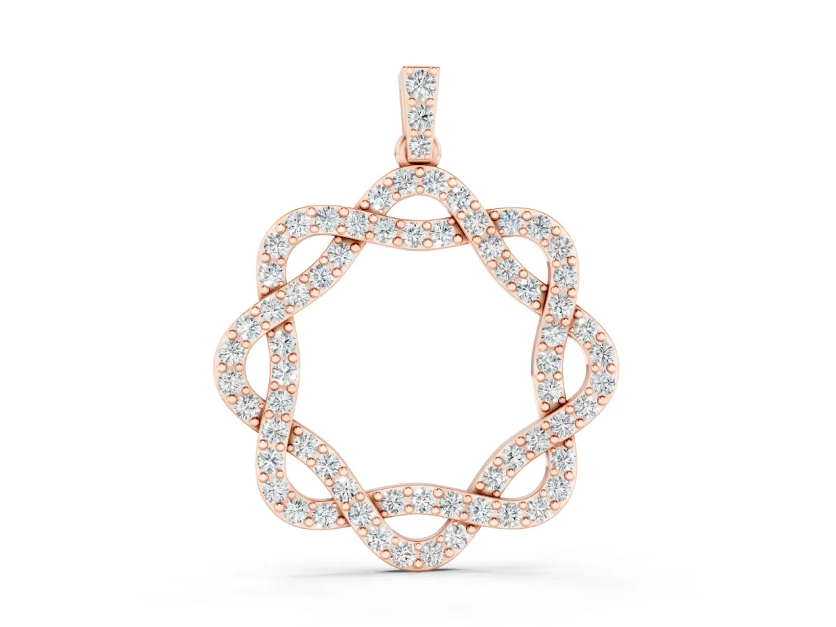 Round Diamond Pavé Infinity Pendant Set in Rose gold with Prong Setting