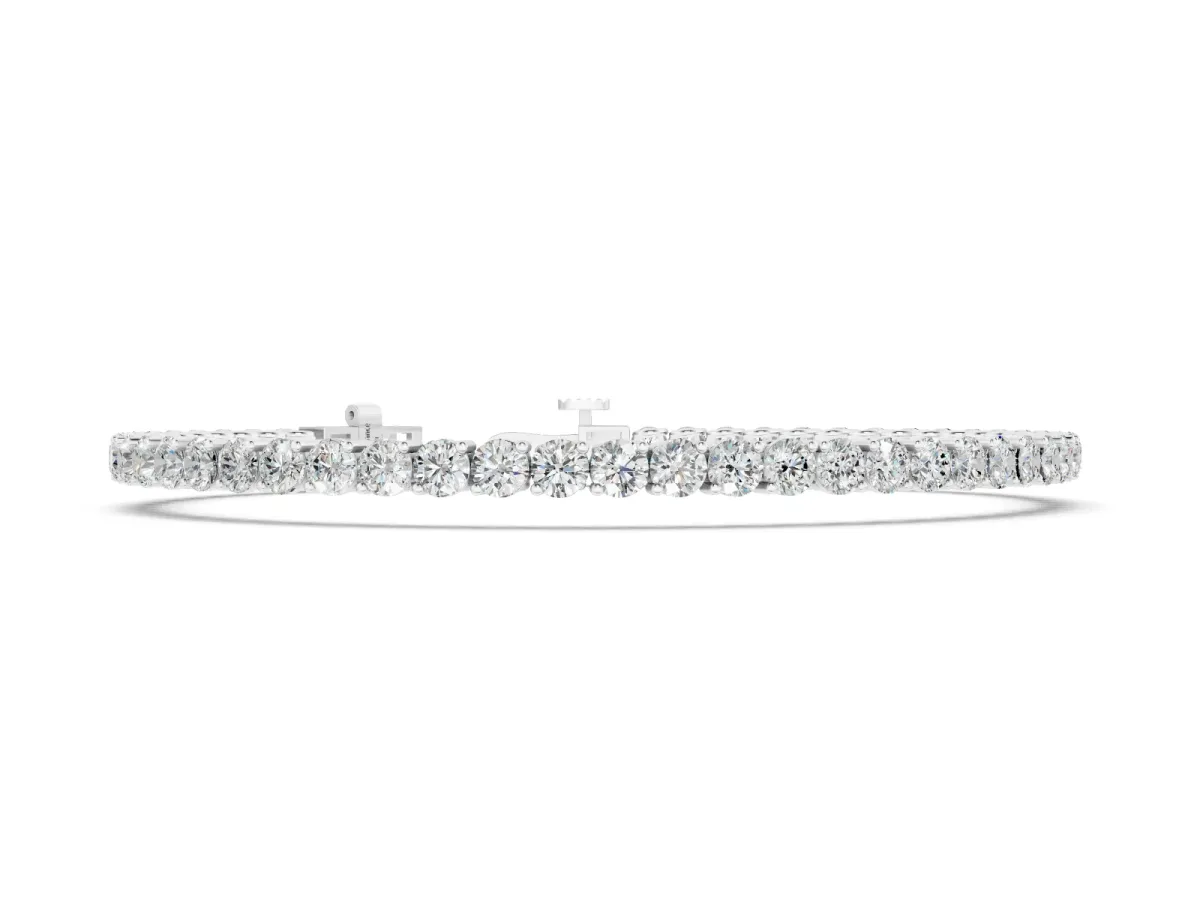 Round Diamond Prong-Set Tennis Bracelet Set in White gold with Box Clasp
