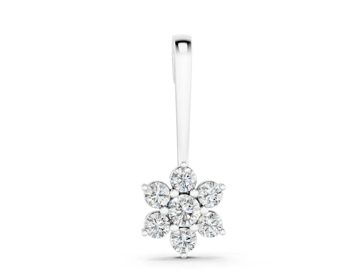 Round Diamond Cluster Pendant Set in Silver with Six-Prong Setting