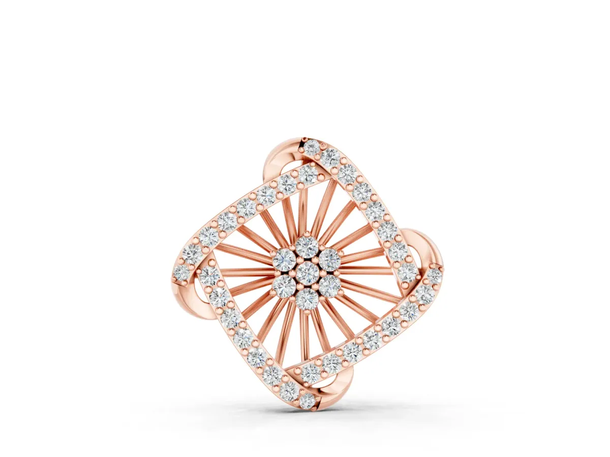 Round Diamond Cluster Pendant Set in Rose gold with Prong Setting