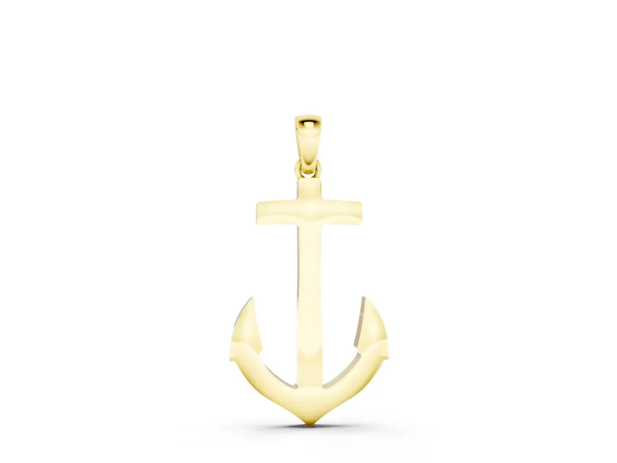 Anchor Pendant Set in Yellow gold with Bezel-Set Round Diamond