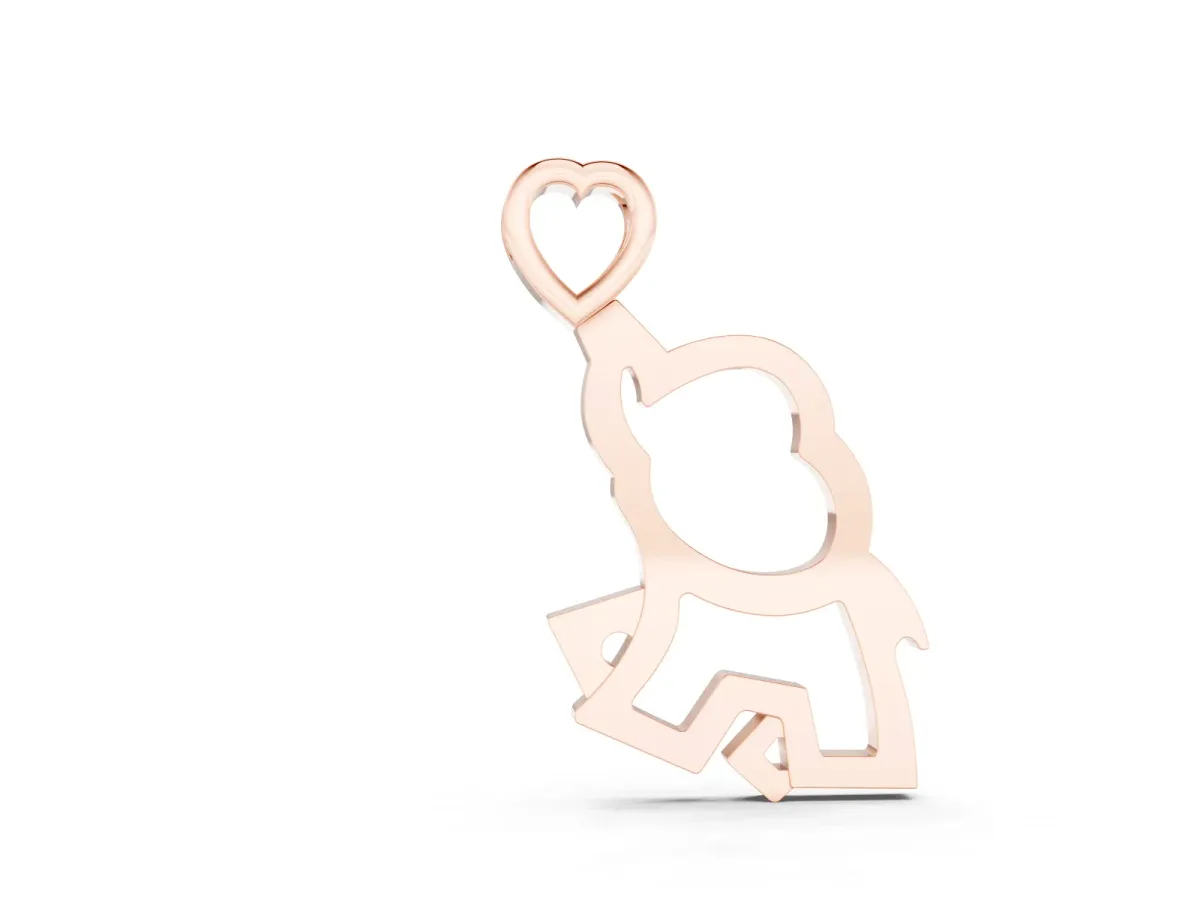 Elephant Heart Pendant Set in Rose gold with Polished Finish