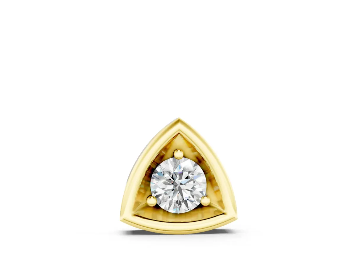 Trillion Cut Diamond Pendant Set in Yellow gold with Triangle Bezel