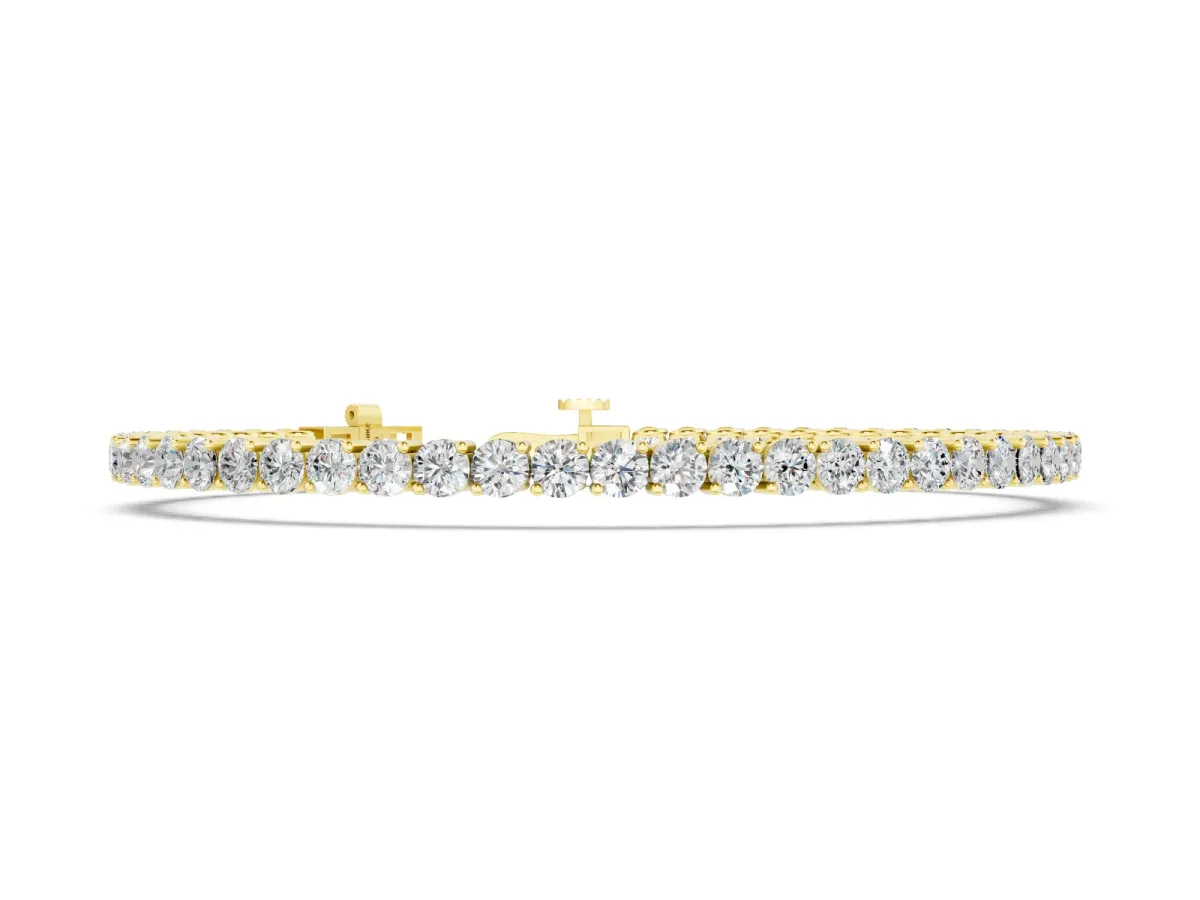 Round Diamond Prong-Set Tennis Bracelet Set in Yellow gold with Box Clasp