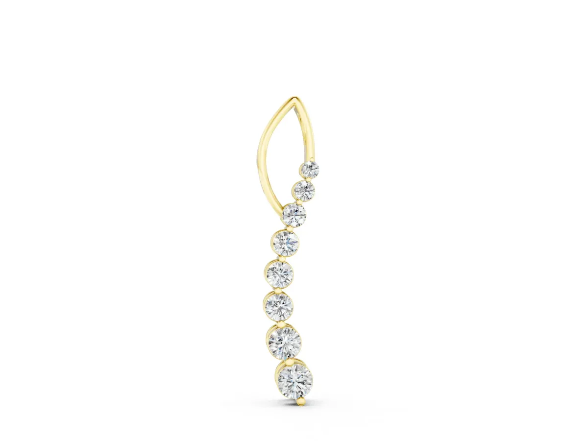 Round Diamond Channel Set Vertical Bar Pendant Set in Yellow gold with Single Stone Row
