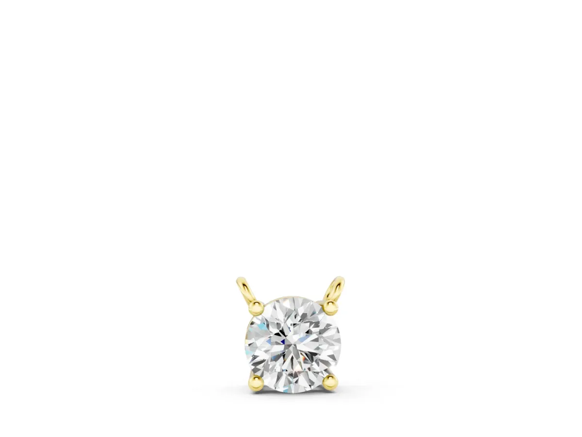 Round Solitaire Pendant Set in Yellow gold with Four-Prong Basket Setting