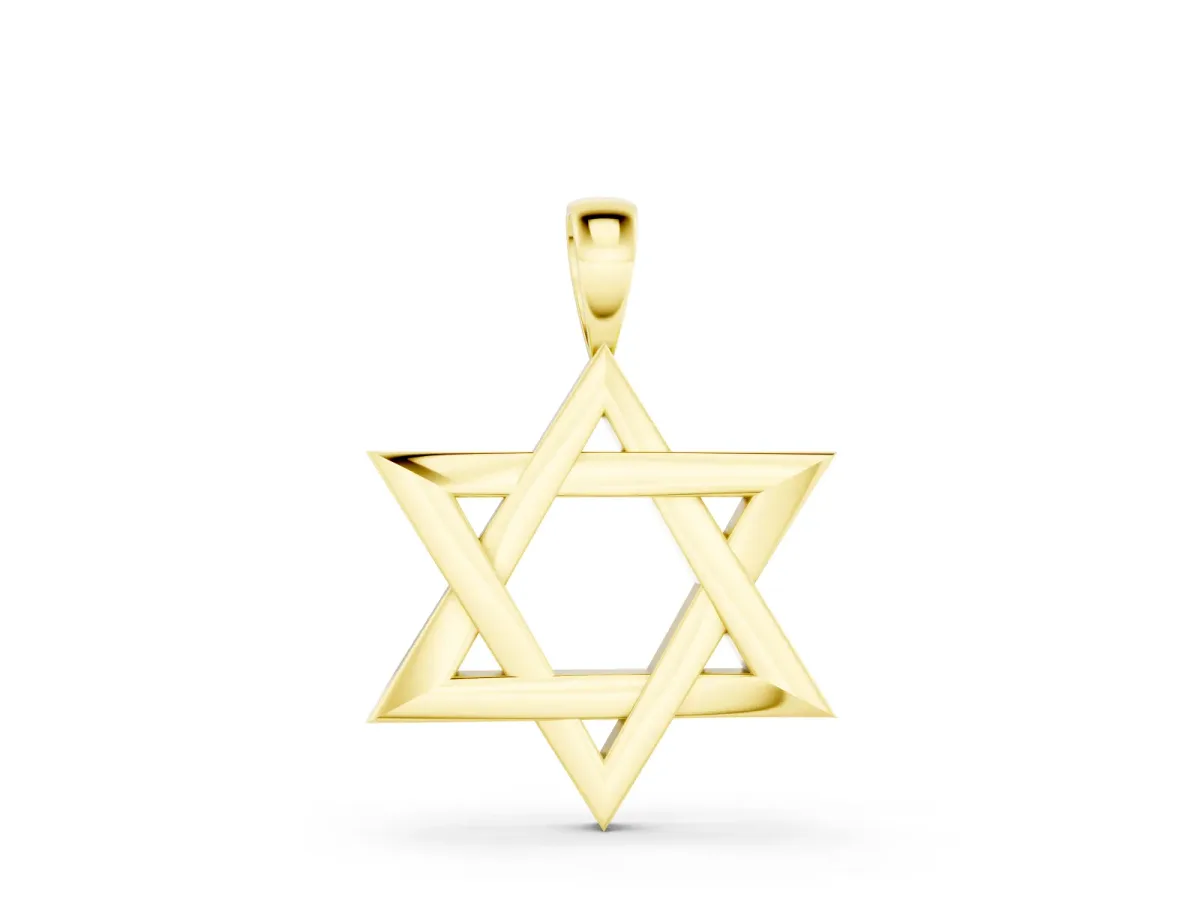 Star of David Pendant Set in Yellow gold with Interlocking Triangles