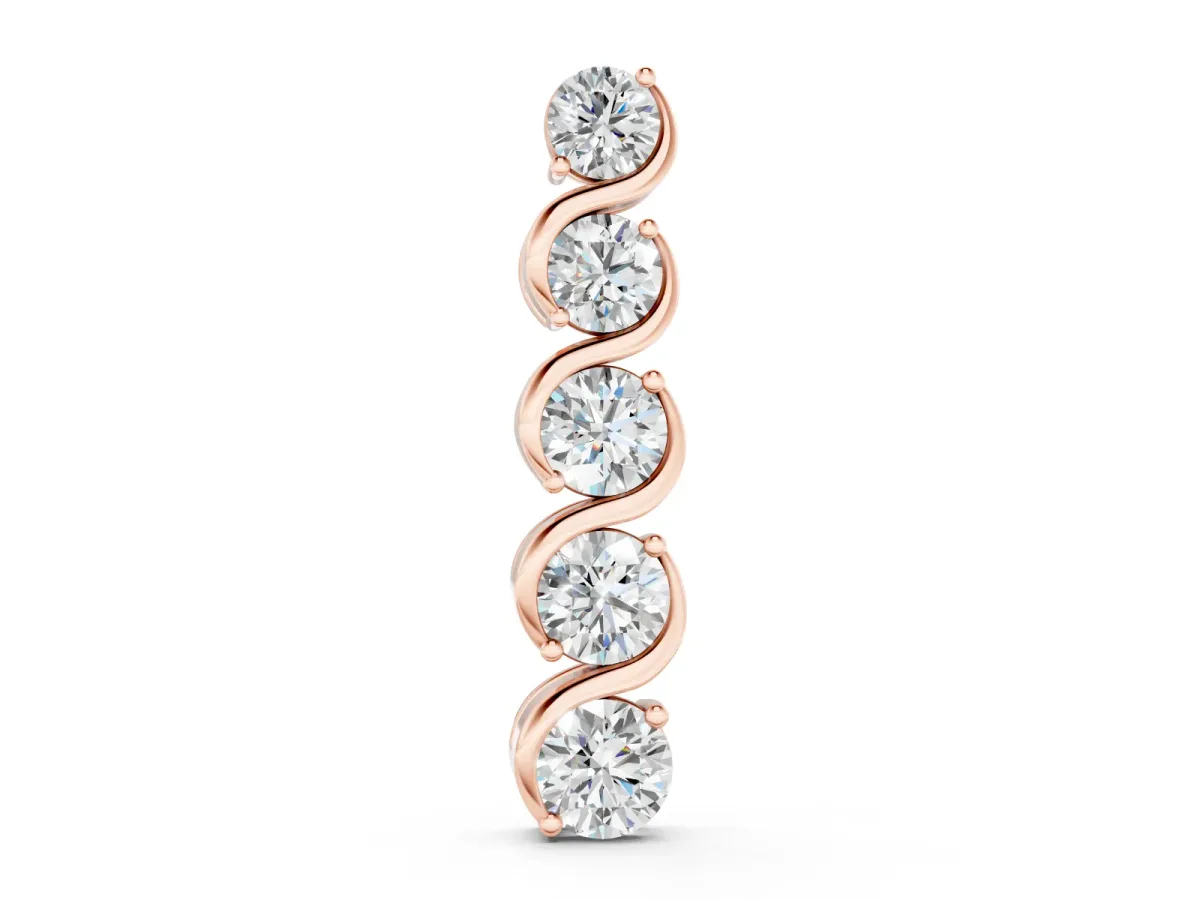 Round Diamond Swirl Pendant Set in Rose gold with Prong-Set Stones