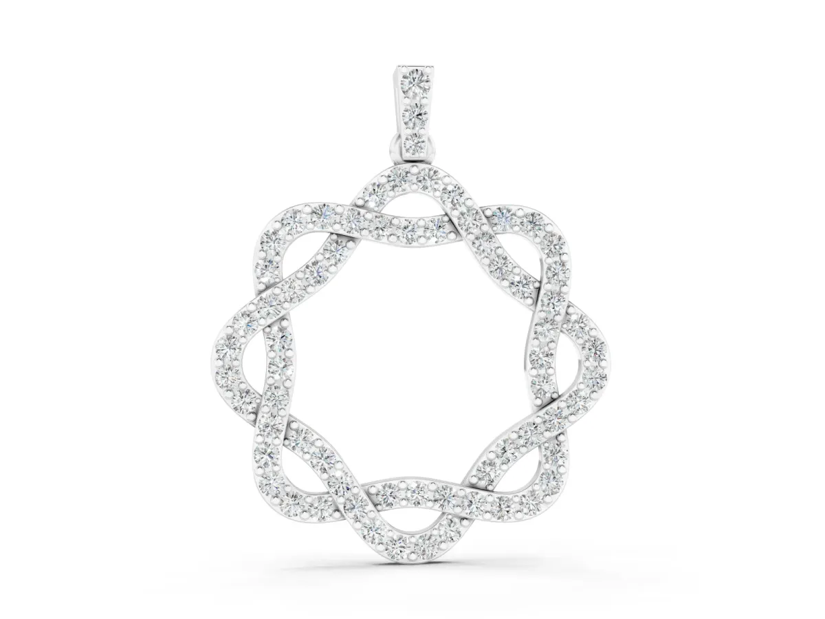 Round Diamond Pavé Infinity Pendant Set in Silver with Prong Setting