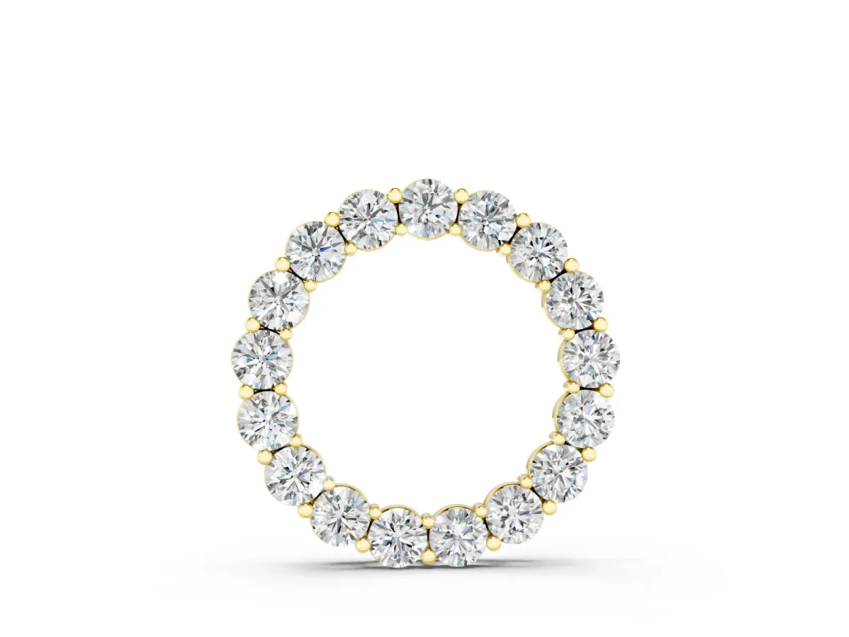 Round Diamond Circle Pendant Set in Yellow gold with Individually Prong-Set Stones