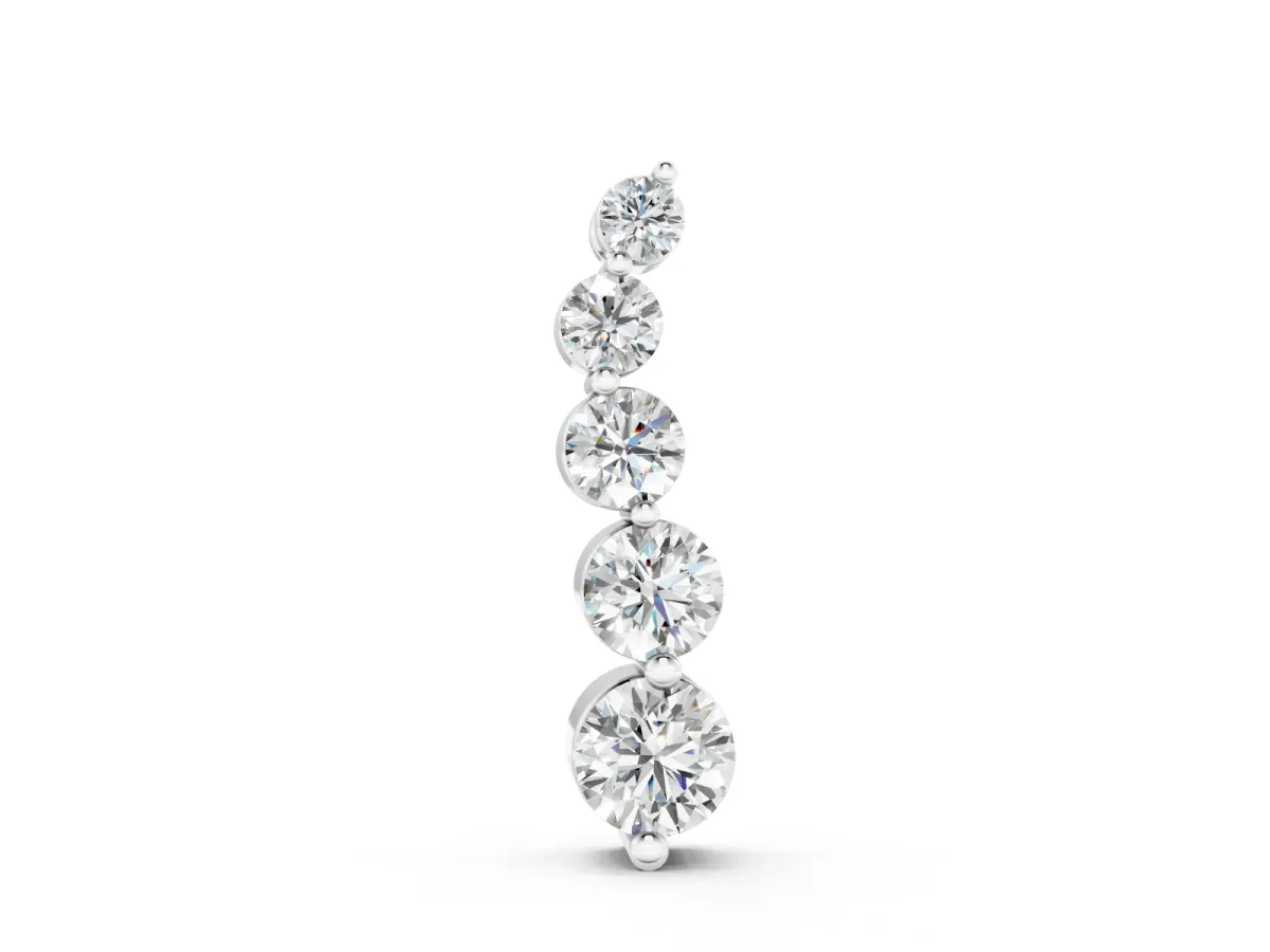 Graduated Round Diamond Pendant Set in Silver with Five Prong-Set Stones