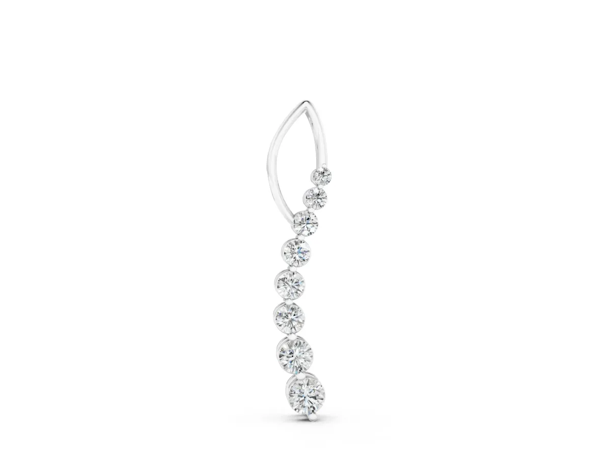 Round Diamond Channel Set Vertical Bar Pendant Set in Silver with Single Stone Row
