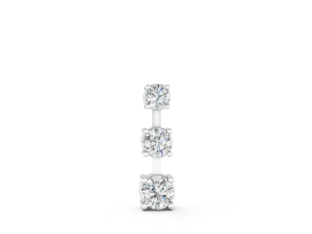 Round Diamond Triple Bar Pendant Set in White gold with Four-Prong Setting