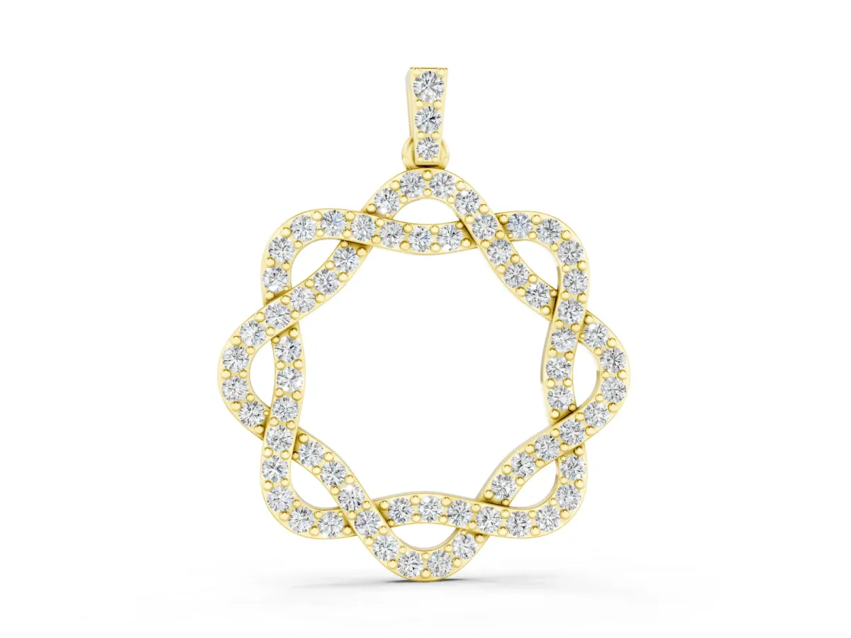 Round Diamond Pavé Infinity Pendant Set in Yellow gold with Prong Setting