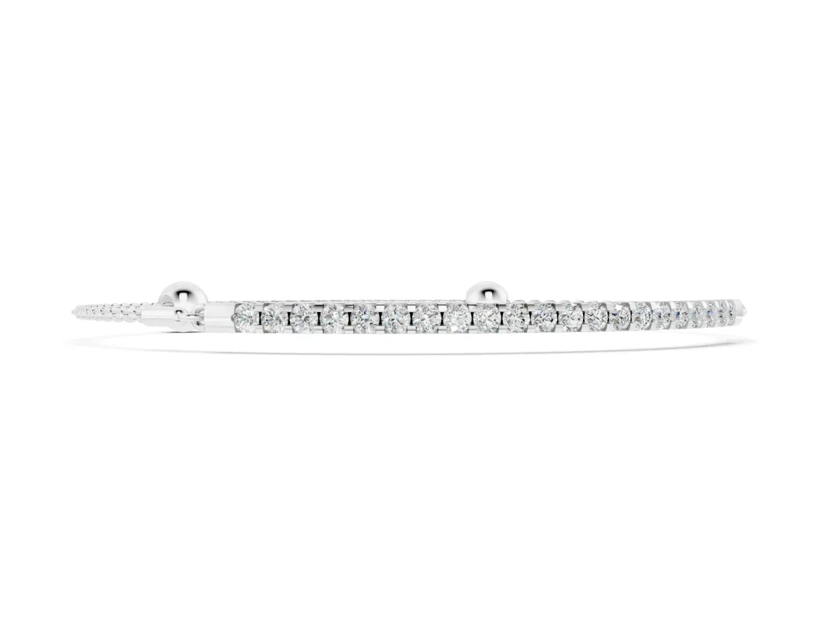 Round Diamond Pavé Chain Bracelet Set in Silver with Bezel Setting