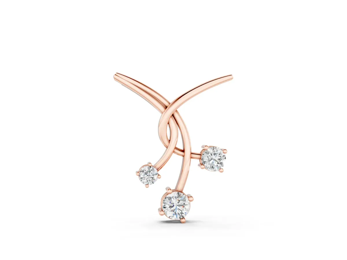 Round Diamond Intertwined Pendant Set in Rose gold with Three Prong-Set Stones