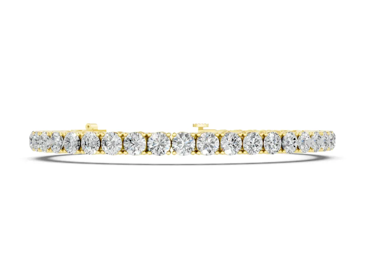 Round Brilliant Diamond Tennis Bracelet Set in Yellow gold with Prong Setting
