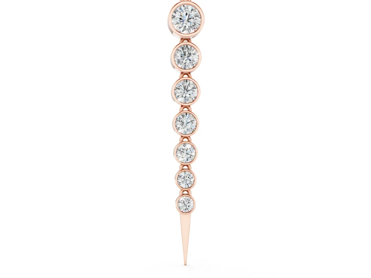 Round Diamond Graduated Drop Necklace Set in Rose gold with Bezel Setting