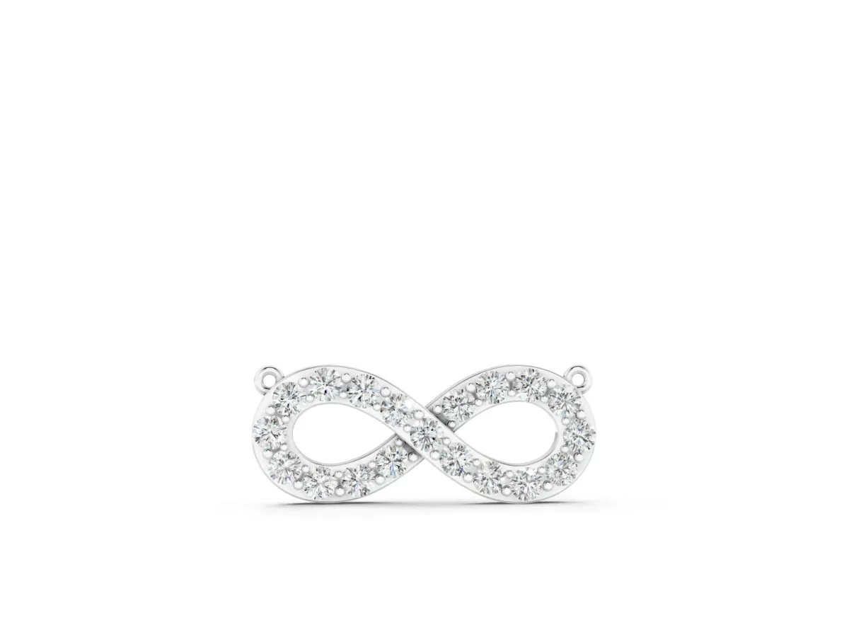 Infinity Pendant Set in White gold with Round Cut Pavé Diamonds
