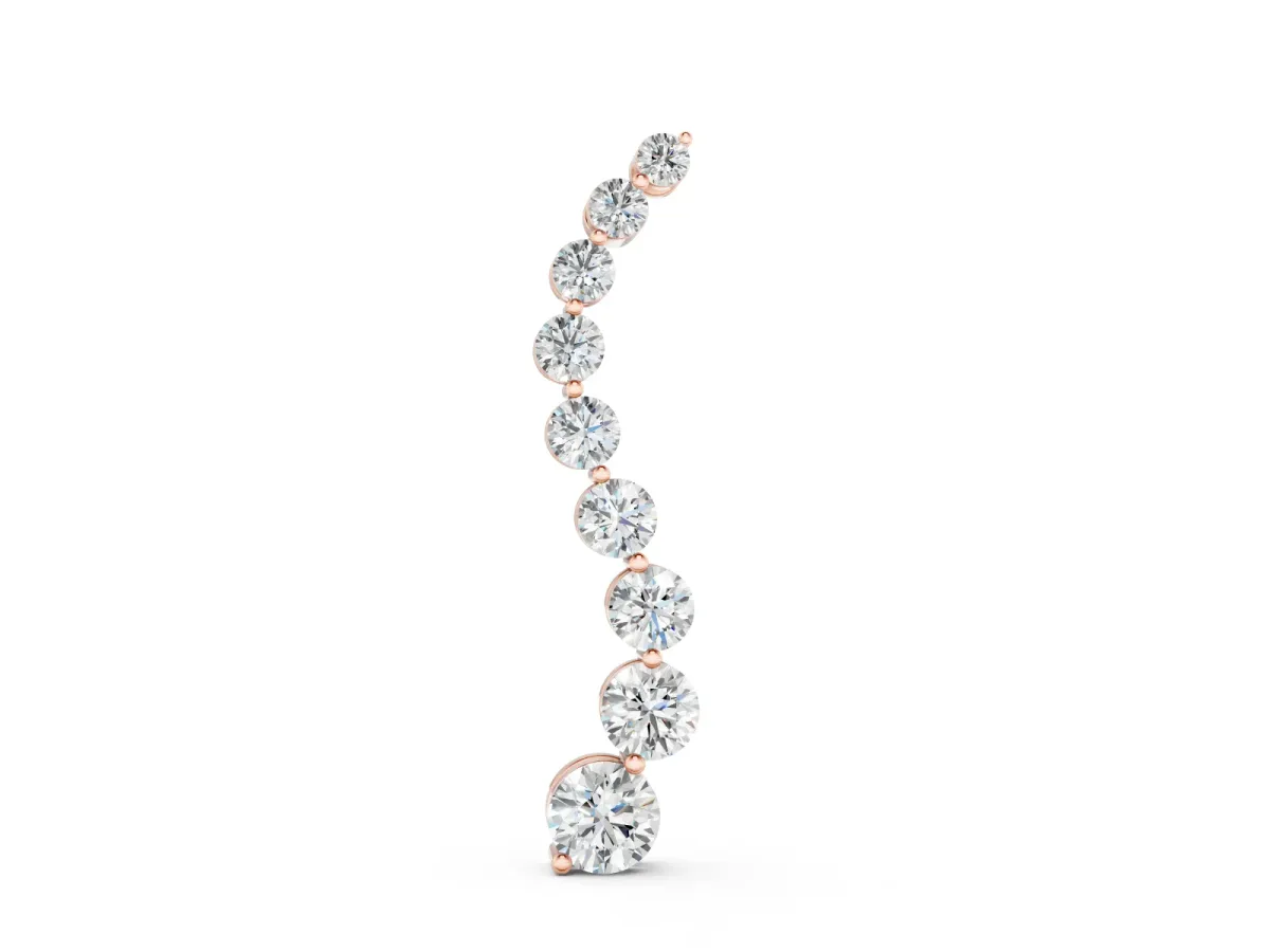 Round Diamond Graduated Pendant Set in Rose gold with Cascading Prong Setting