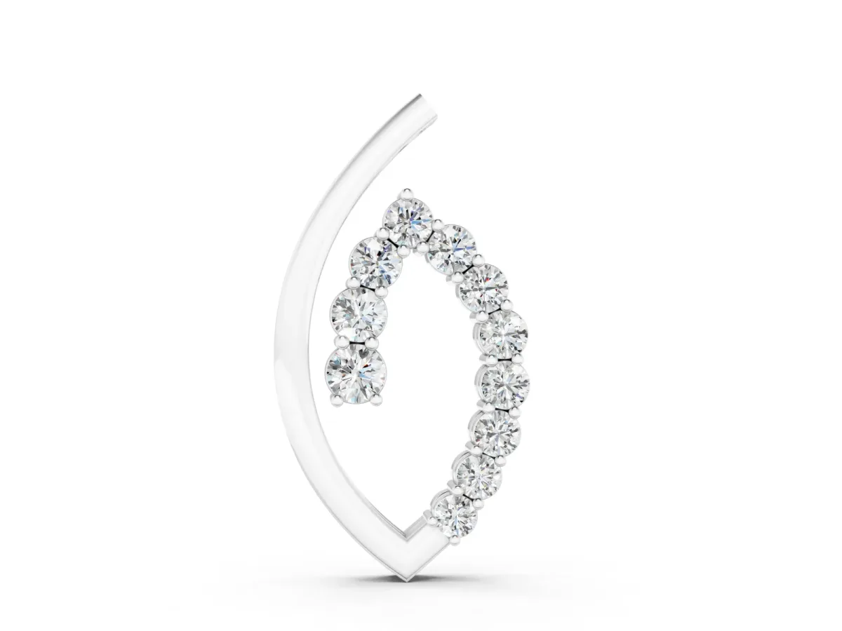 Marquise-Shape Pendant Set in White gold with Prong-Set Round Diamonds