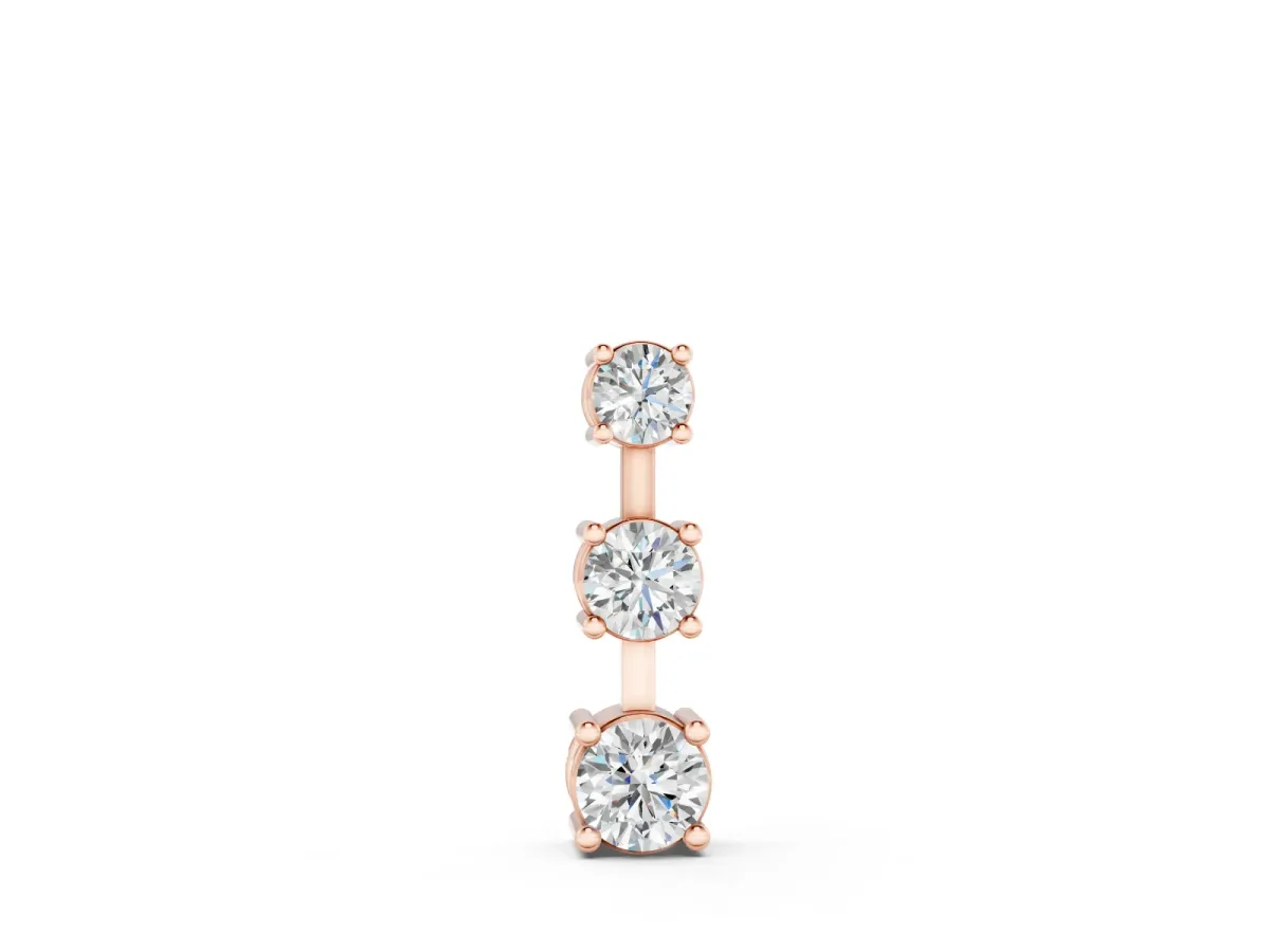 Round Diamond Triple Bar Pendant Set in Rose gold with Four-Prong Setting