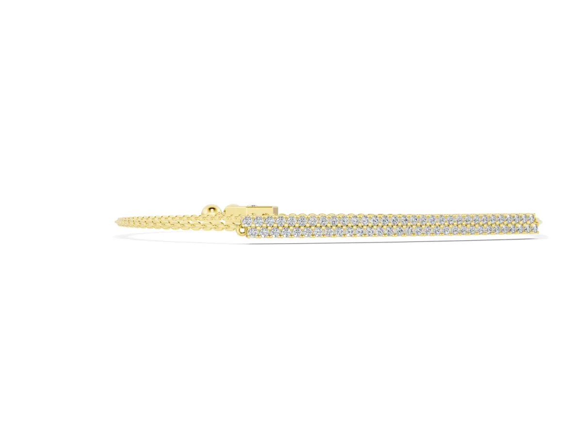 Round Diamond Pavé Box Chain Slider Bracelet Set in Yellow gold