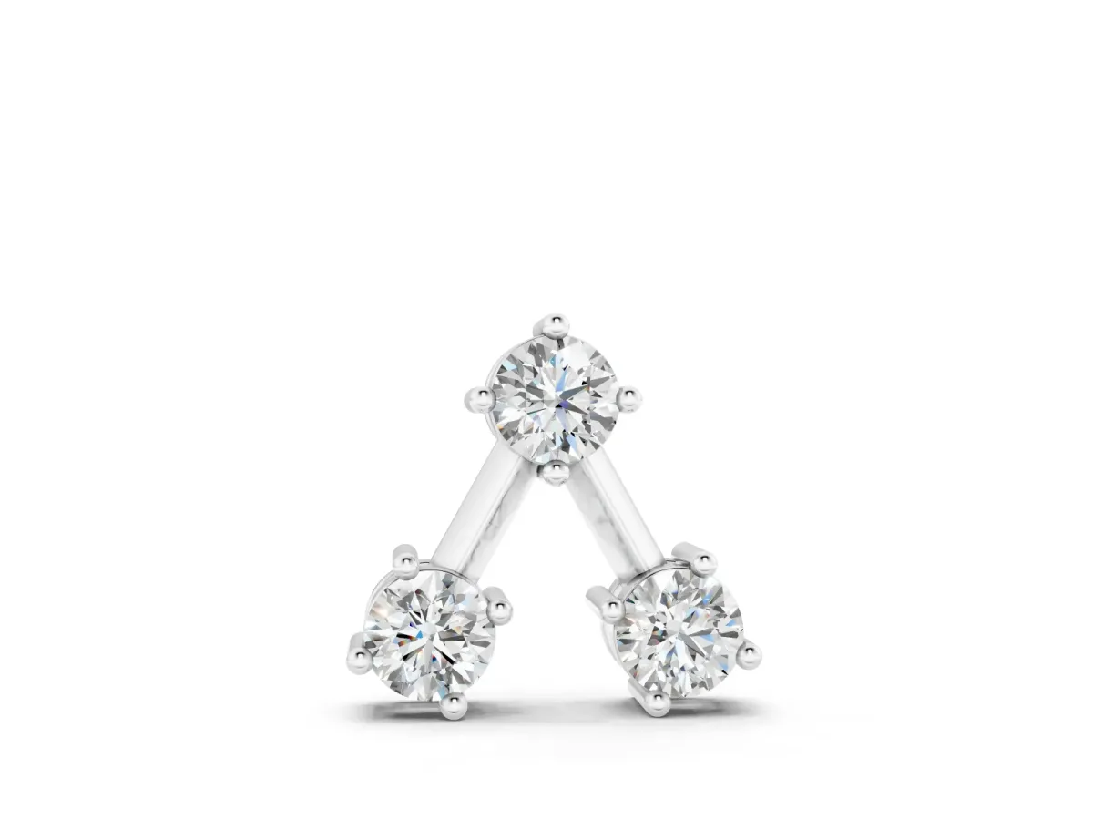 Three-Stone Round Diamond Triangle Pendant Set in Silver with Prong Setting