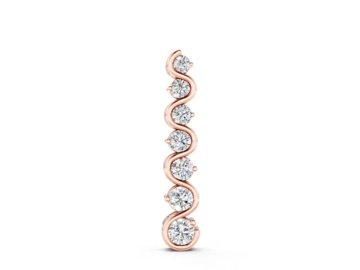 Round Diamond S-Curve Pendant Set in Rose gold with Graduated Prong Setting